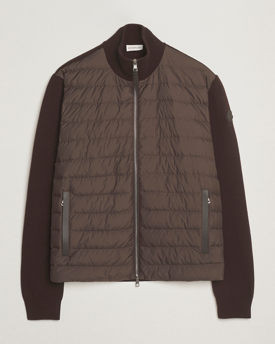 Herre | Gensere | Moncler | Full Zip Padded Cardigan Brown