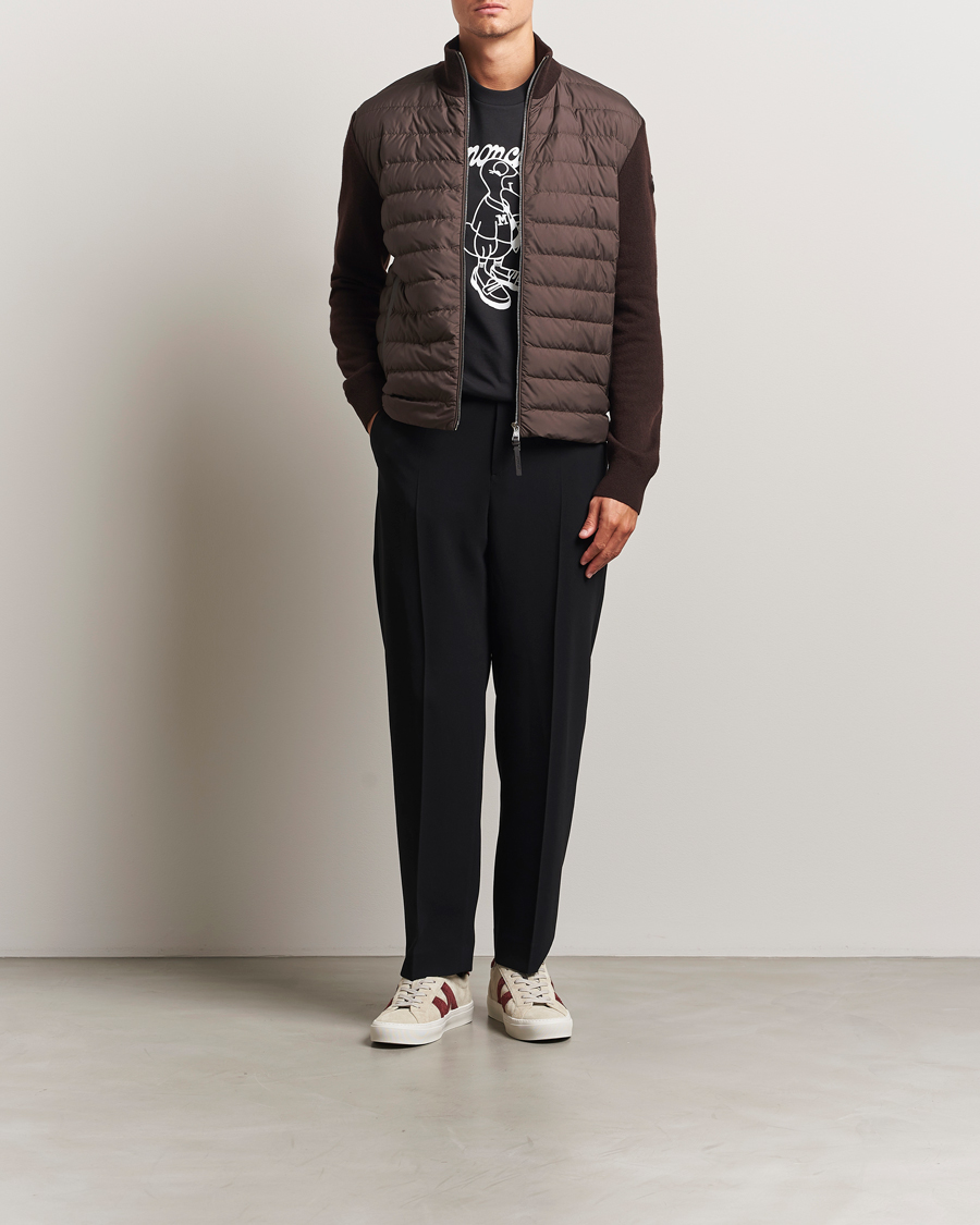 Herre | Gensere | Moncler | Full Zip Padded Cardigan Brown