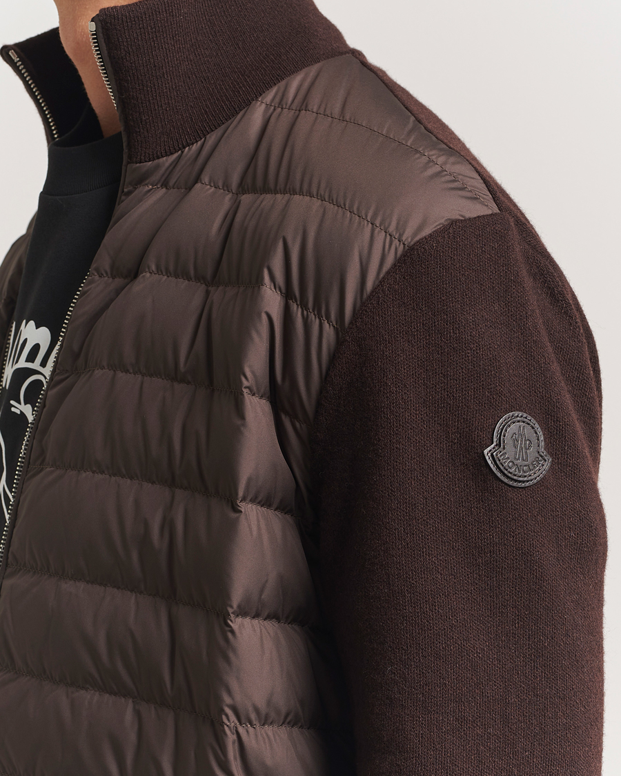 Herre | Gensere | Moncler | Full Zip Padded Cardigan Brown