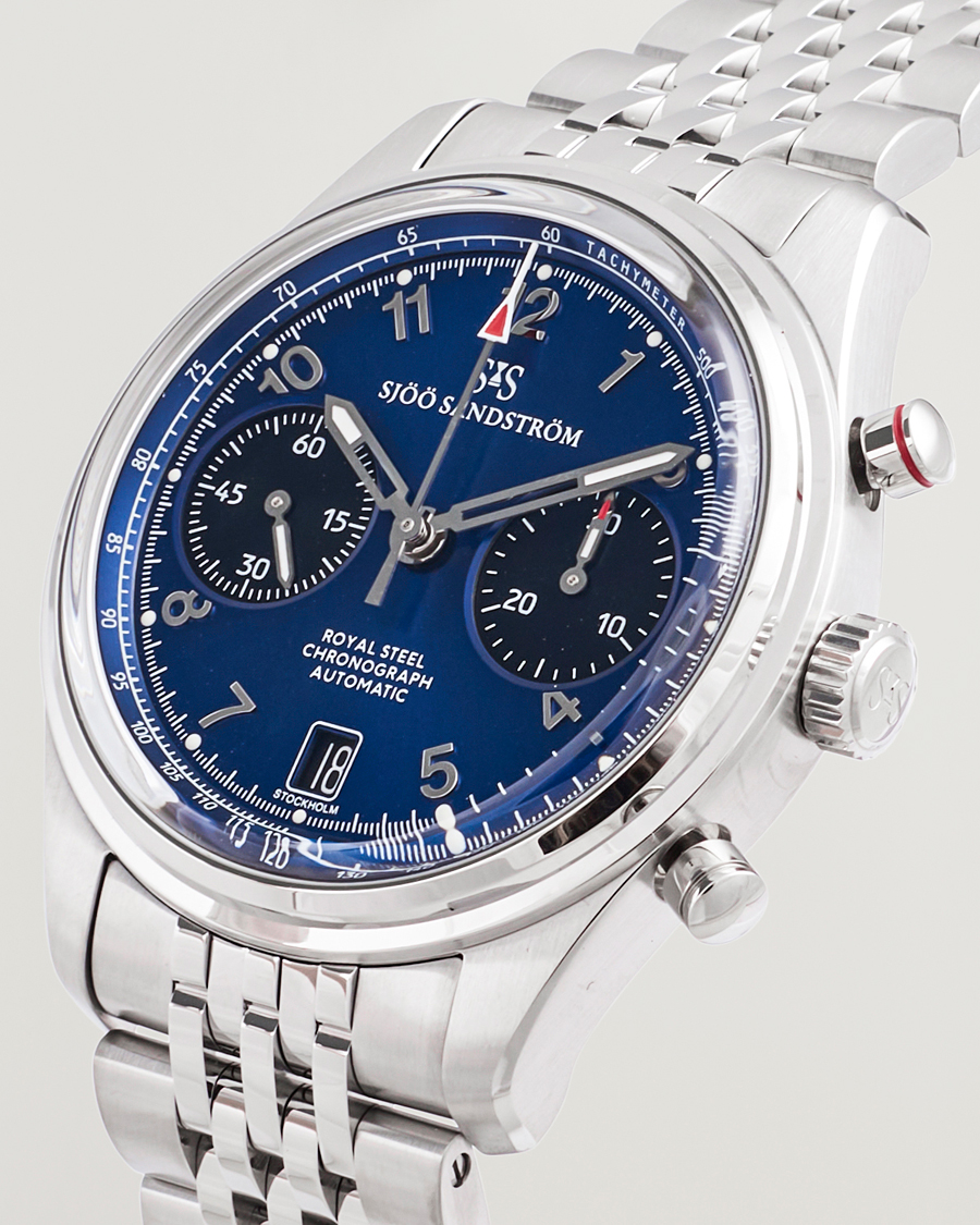 Herre | Sjöö Sandström Royal Steel Chronograph 40mm Blue Dial | Sjöö Sandström | Royal Steel Chronograph 40mm Blue Dial