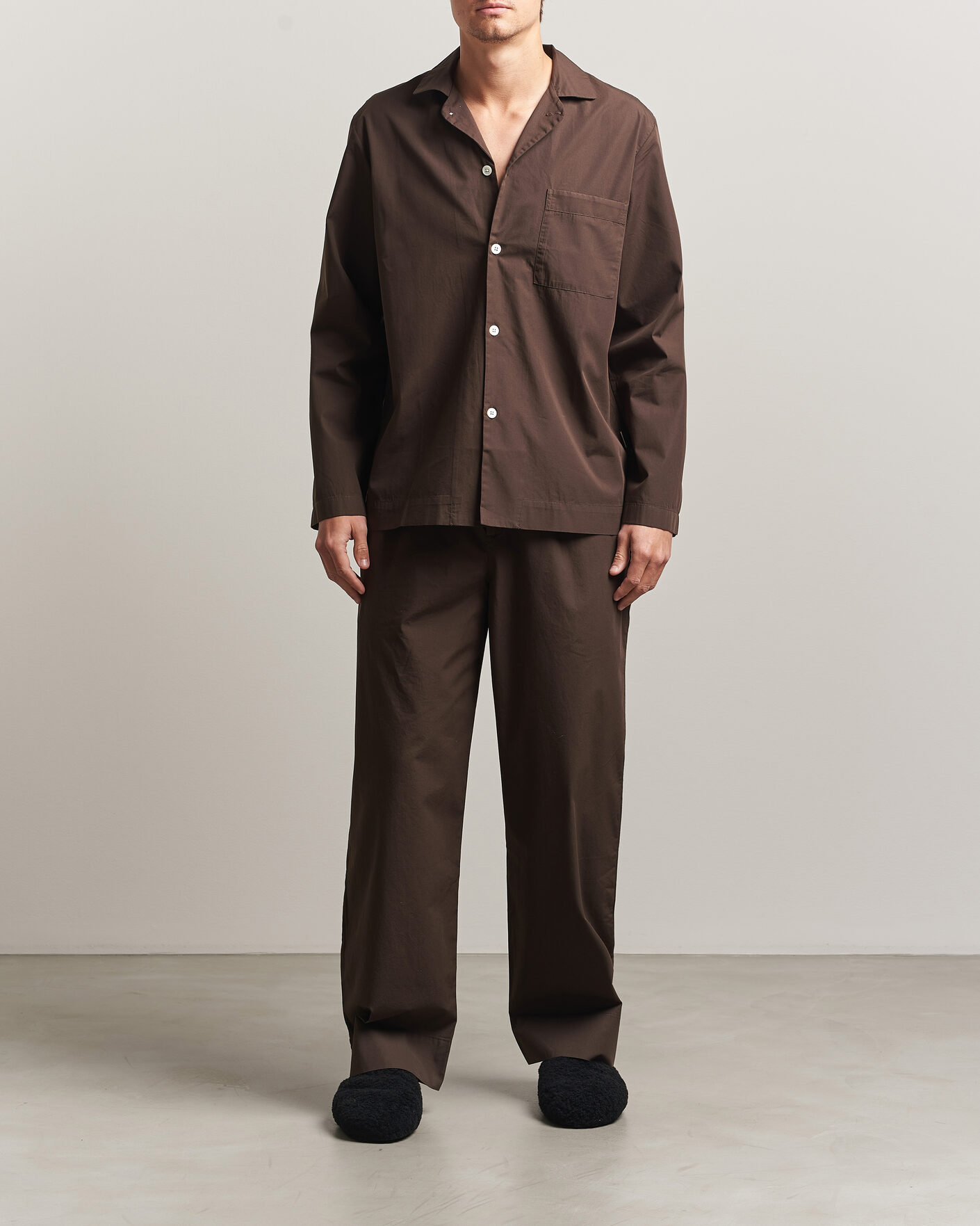 Herre | Pyjamaser og badekåper | Tekla | Poplin Pyjama Shirt Coffee