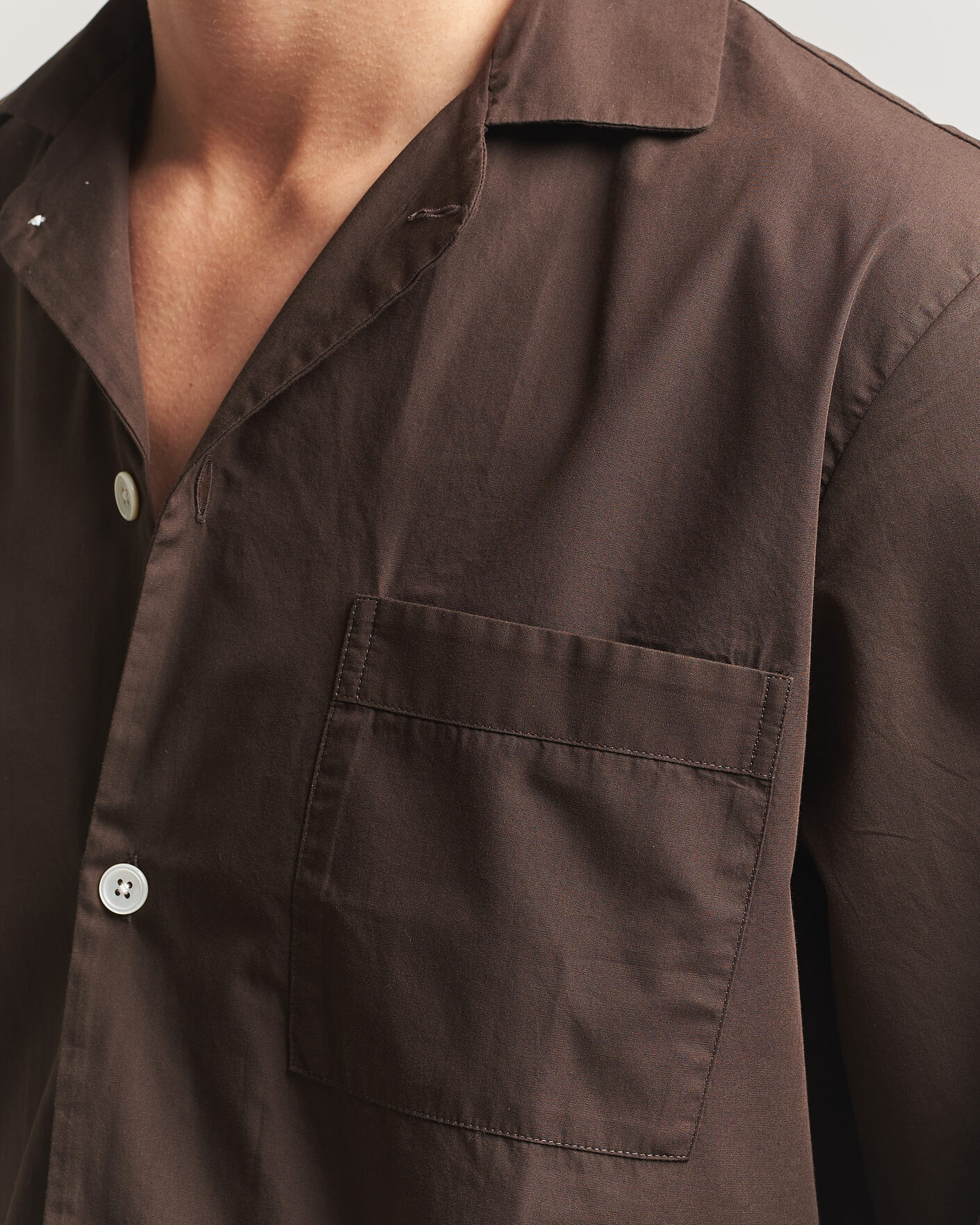 Herre | Pyjamaser og badekåper | Tekla | Poplin Pyjama Shirt Coffee
