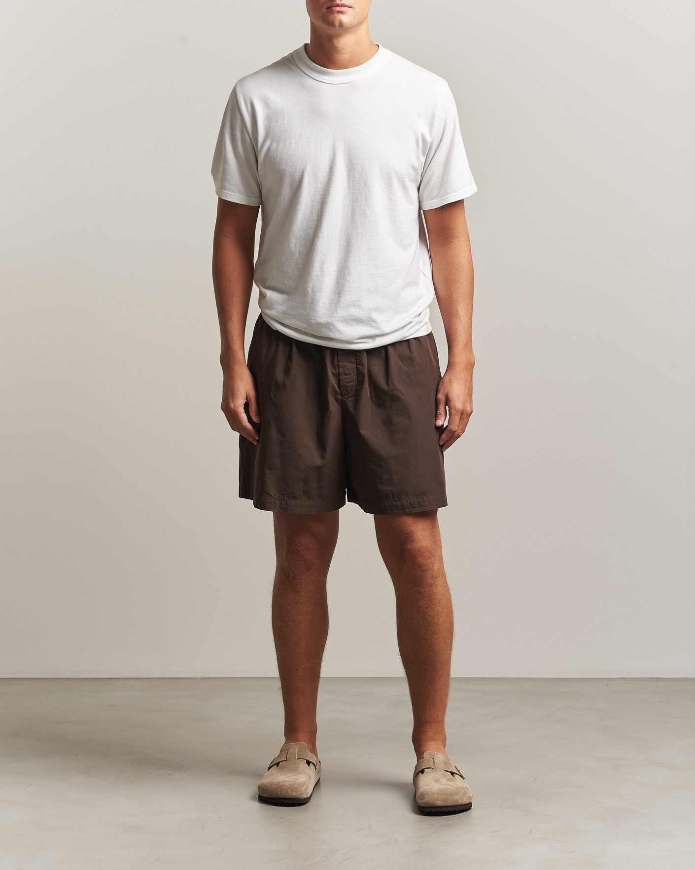 Herre | Pyjamaser og badekåper | Tekla | Poplin Pyjama Shorts Coffee