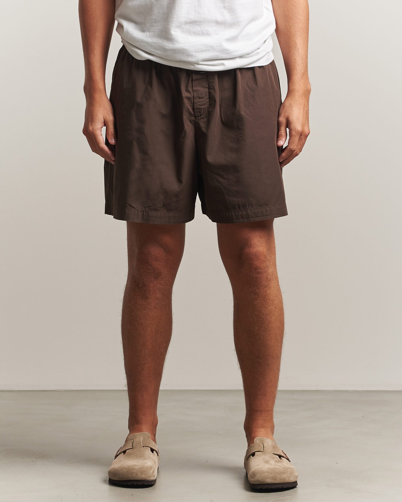 Herre | Pyjamaser og badekåper | Tekla | Poplin Pyjama Shorts Coffee
