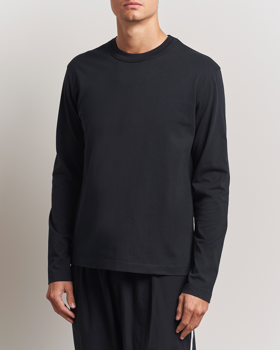 Herre | T-Shirts | Tekla | Organic Cotton Long Sleeve T-Shirt Black