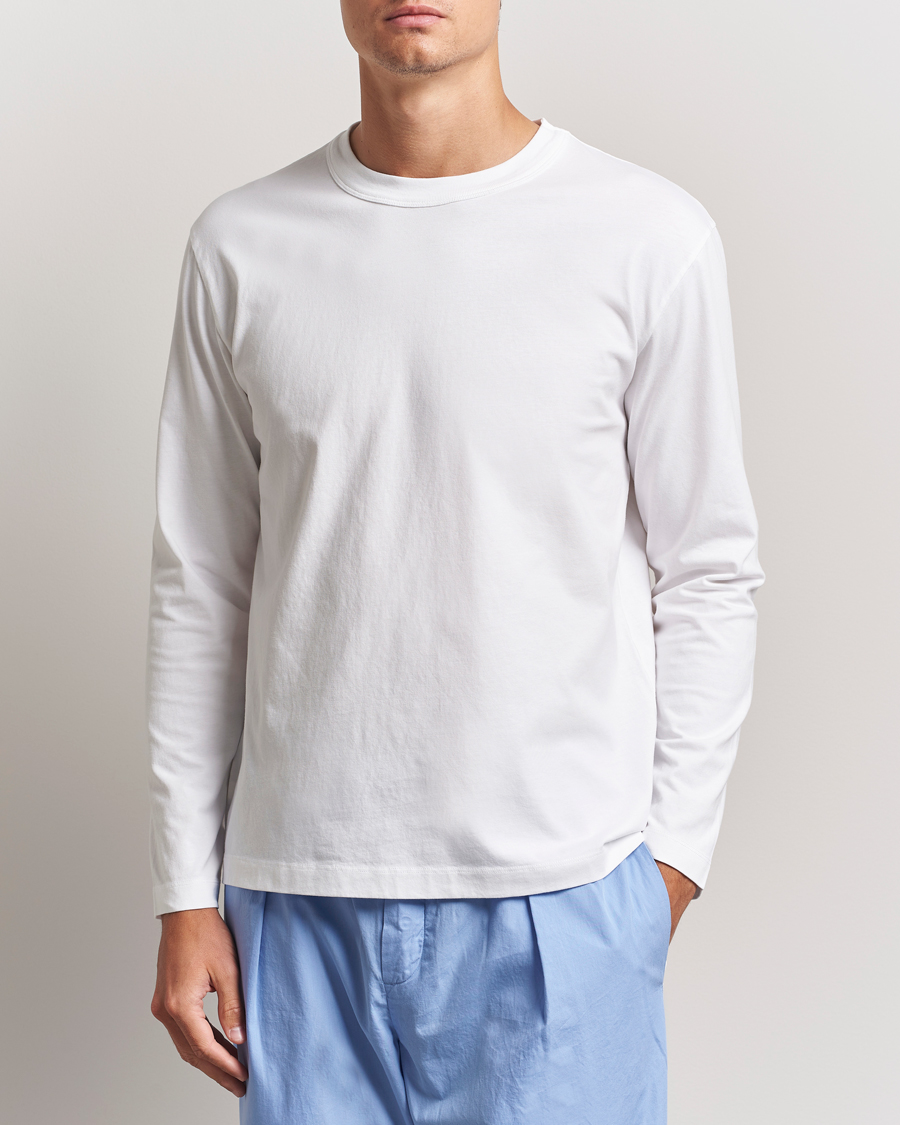 Herre | T-Shirts | Tekla | Organic Cotton Long Sleeve T-Shirt White
