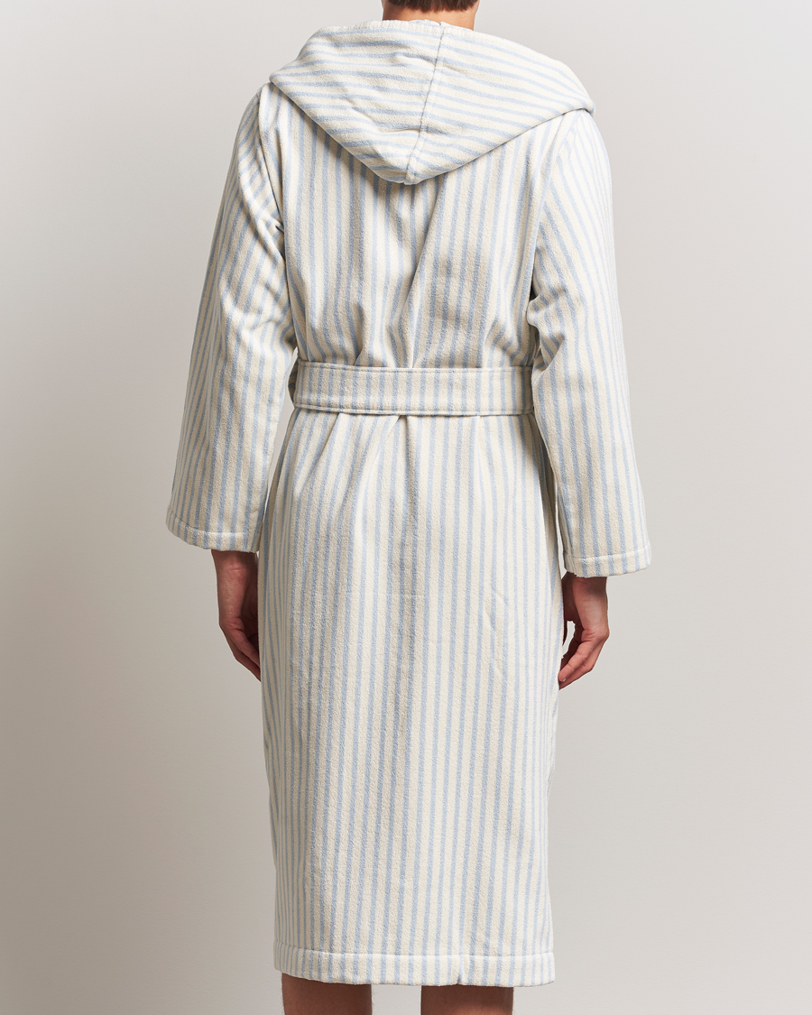 Herre | Pyjamaser og badekåper | Tekla | Organic Terry Hooded Bathrobe Soft Blue Stripes