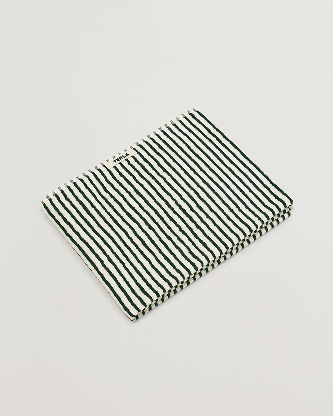 Herre | Tekla Organic Terry Bath Towel Racing Green Stripes | Tekla | Organic Terry Bath Towel Racing Green Stripes