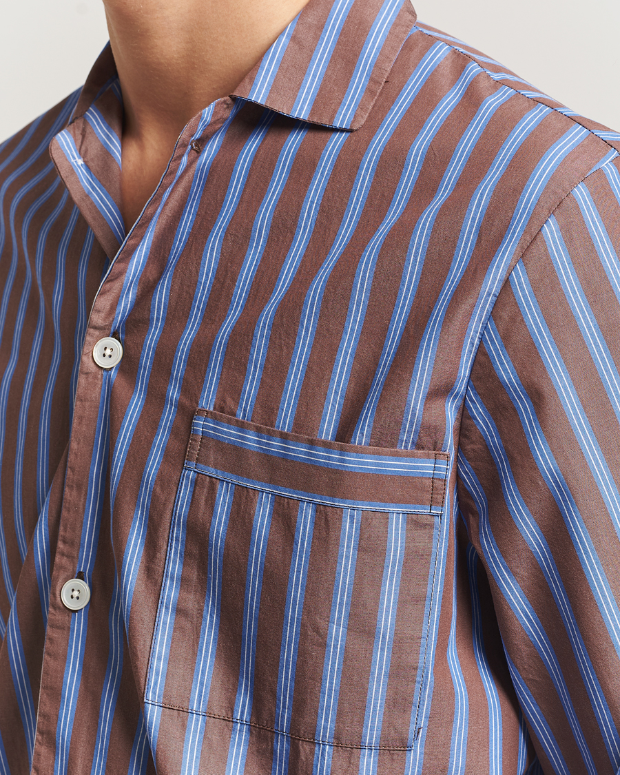 Herre | Pyjamaser og badekåper | Tekla | Poplin Pyjama Shirt Chestnut Stripes