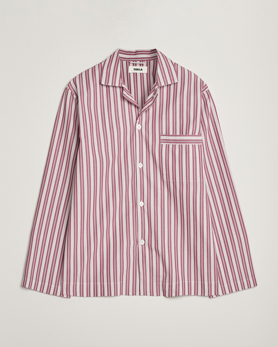 Herre | Pyjamaser og badekåper | Tekla | Poplin Pyjama Shirt Rhubarb Stripes