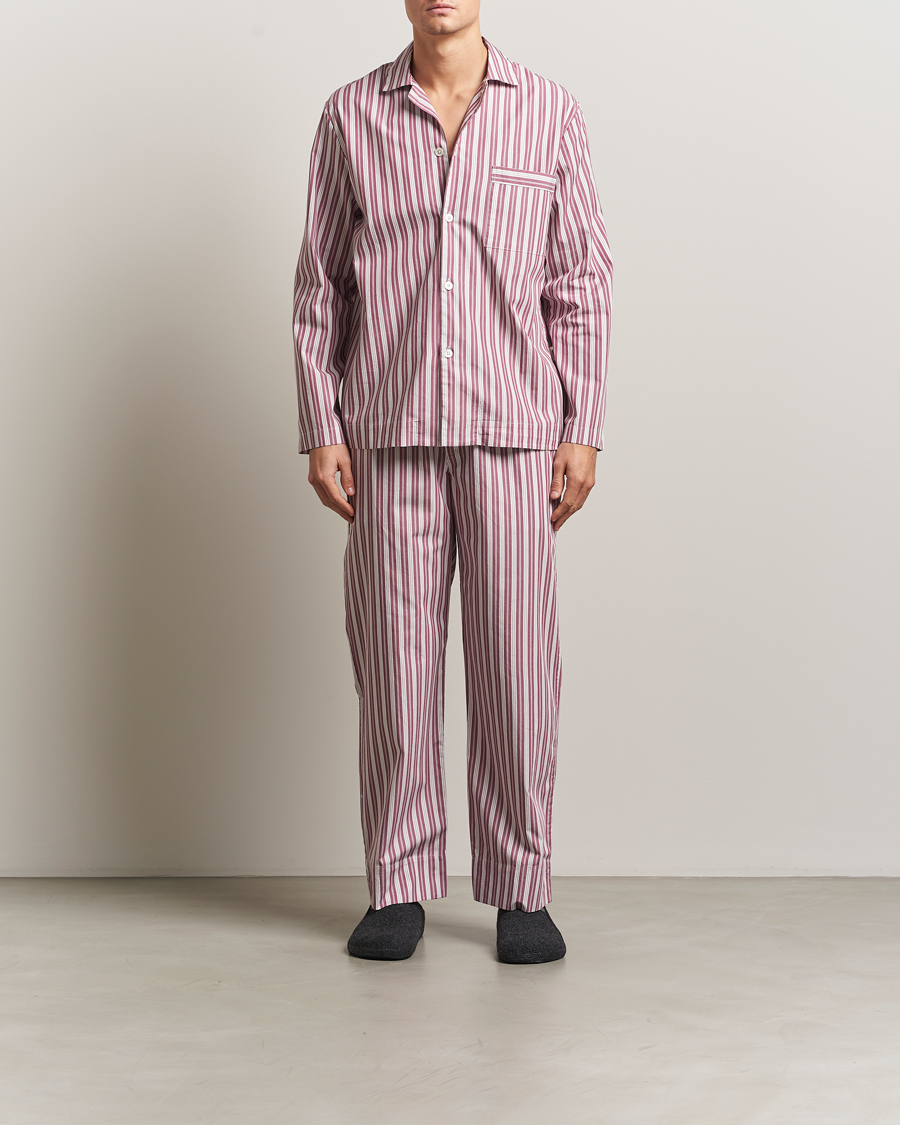 Herre | Pyjamaser og badekåper | Tekla | Poplin Pyjama Shirt Rhubarb Stripes