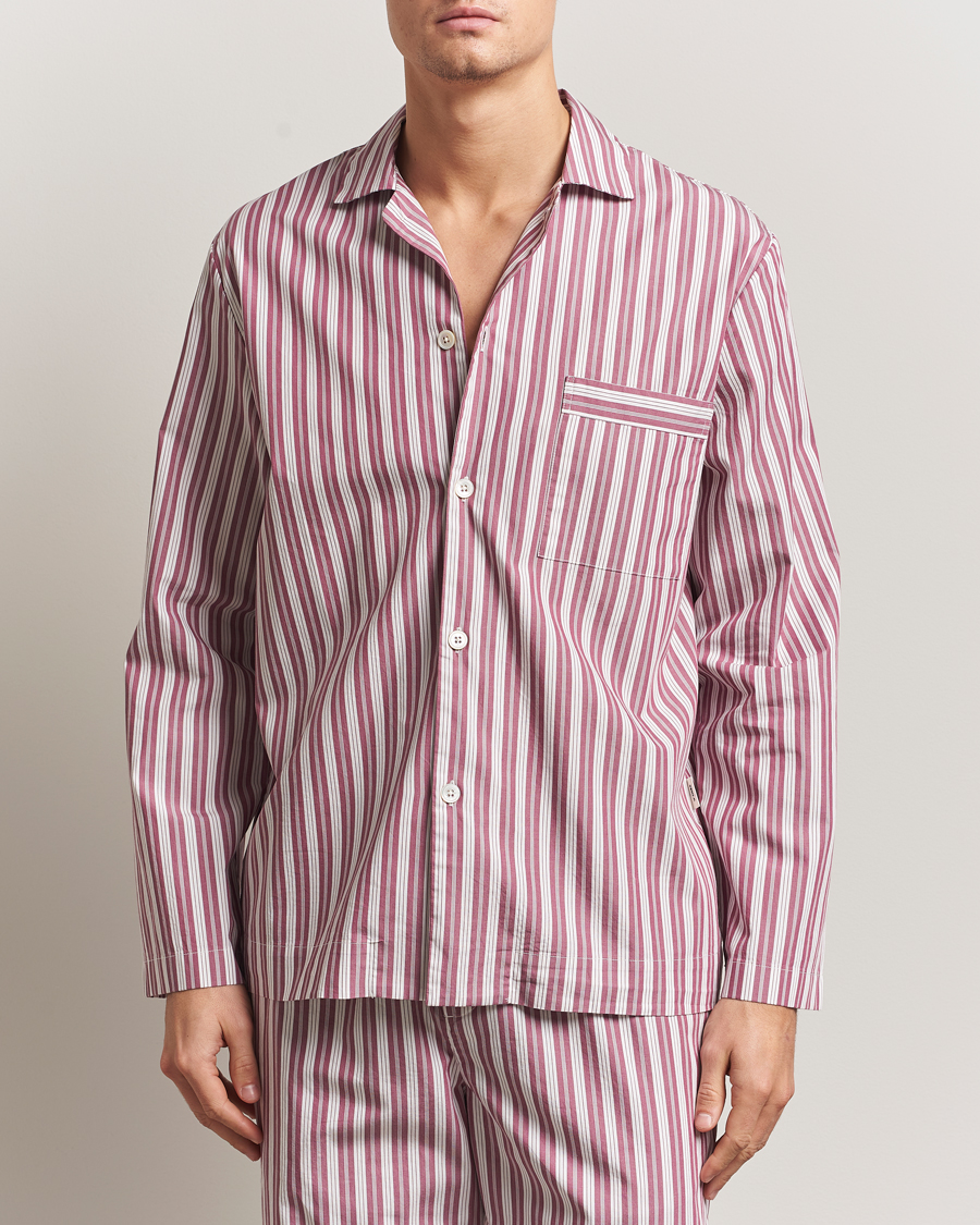 Herre | Pyjamaser og badekåper | Tekla | Poplin Pyjama Shirt Rhubarb Stripes