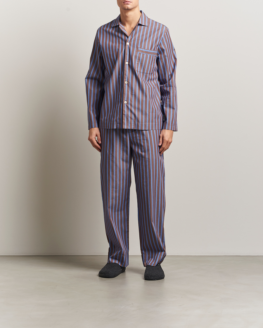 Herre | Pyjamaser og badekåper | Tekla | Poplin Pyjama Pants Chestnut Stripes