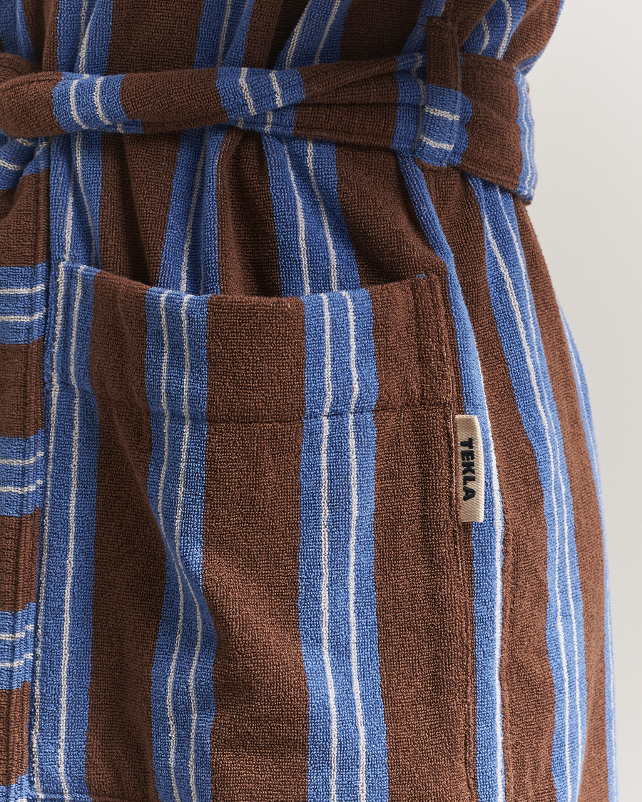 Herre | Pyjamaser og badekåper | Tekla | Organic Terry Hooded Bathrobe Chestnut Stripes