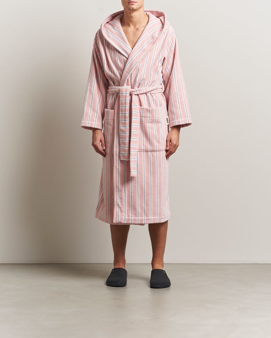 Herre | Pyjamaser og badekåper | Tekla | Organic Terry Hooded Bathrobe Candy Stripes