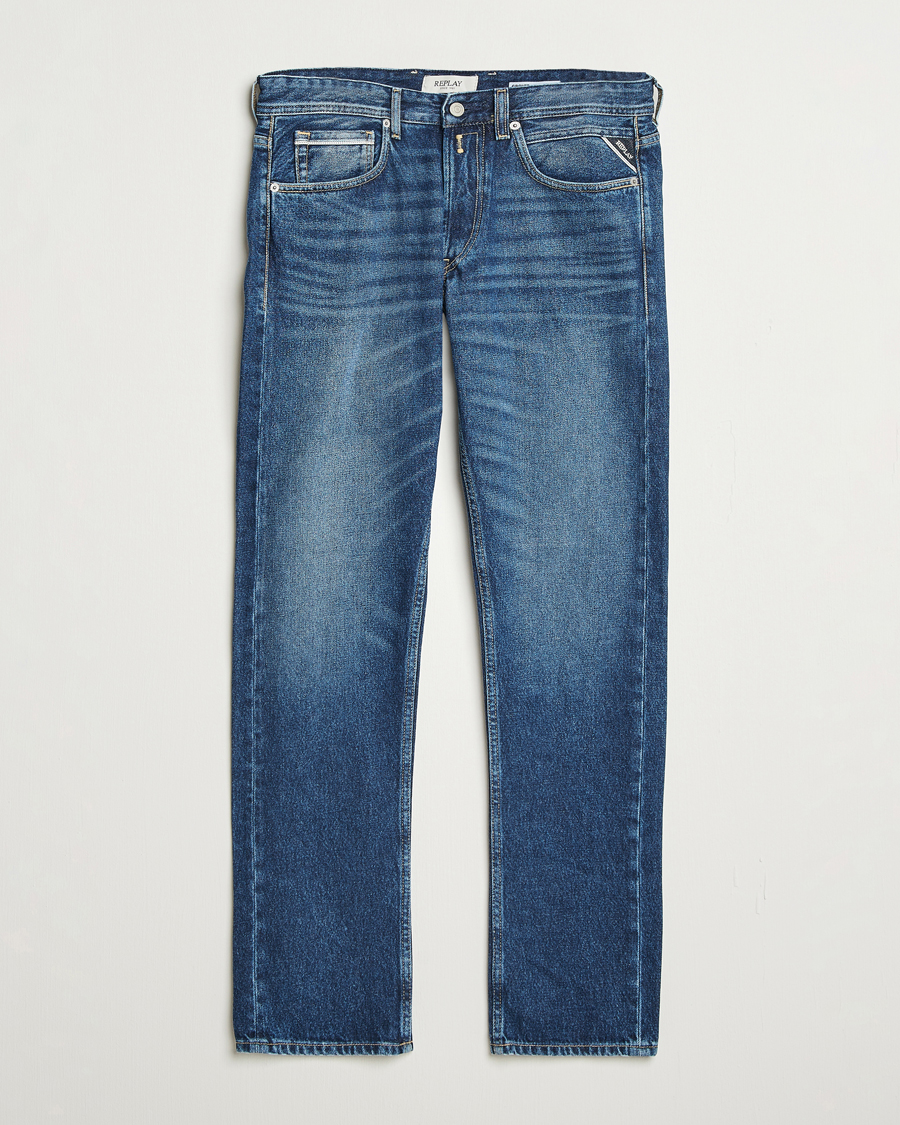 Herre | Jeans | Replay | Grover Straight Fit Rigid Jeans Medium Blue