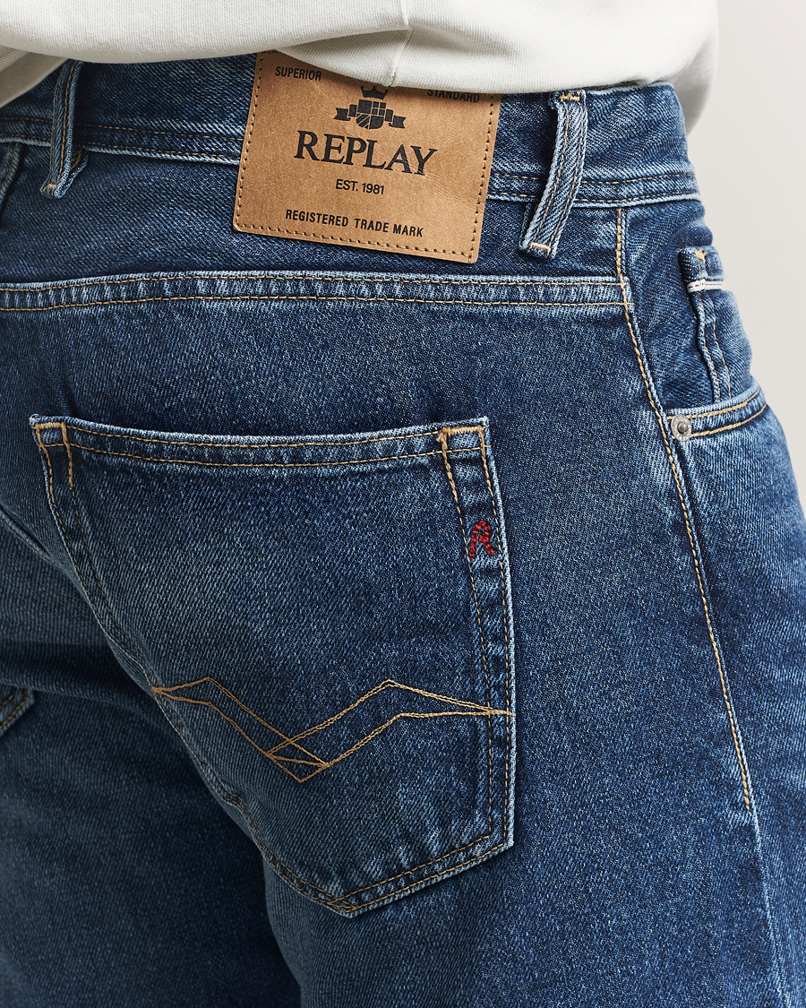 Herre | Jeans | Replay | Grover Straight Fit Rigid Jeans Medium Blue