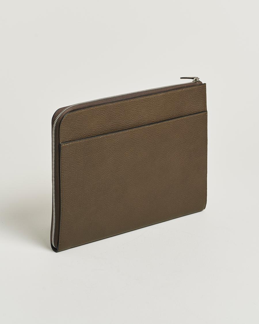 Herre | Vesker | Smythson | Ludlow Small Laptop Case With Dark Olive