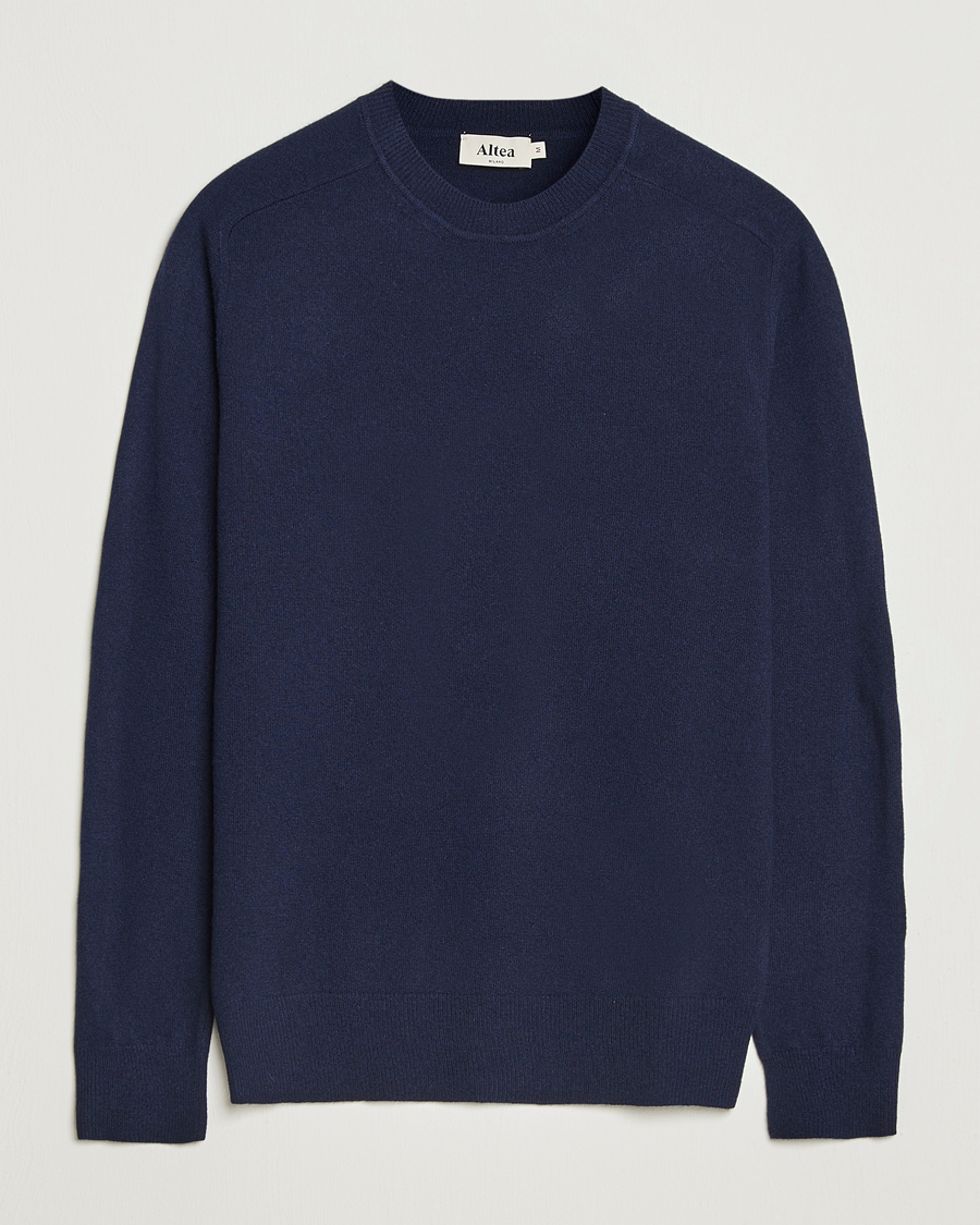 Herre | Gensere | Altea | Wool/Cashmere Crew Neck Pullover Navy