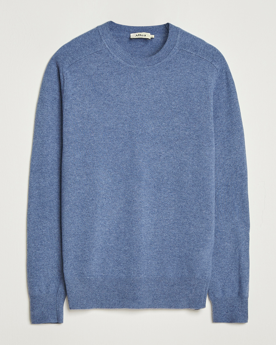 Herre | Gensere | Altea | Wool/Cashmere Crew Neck Pullover Blue