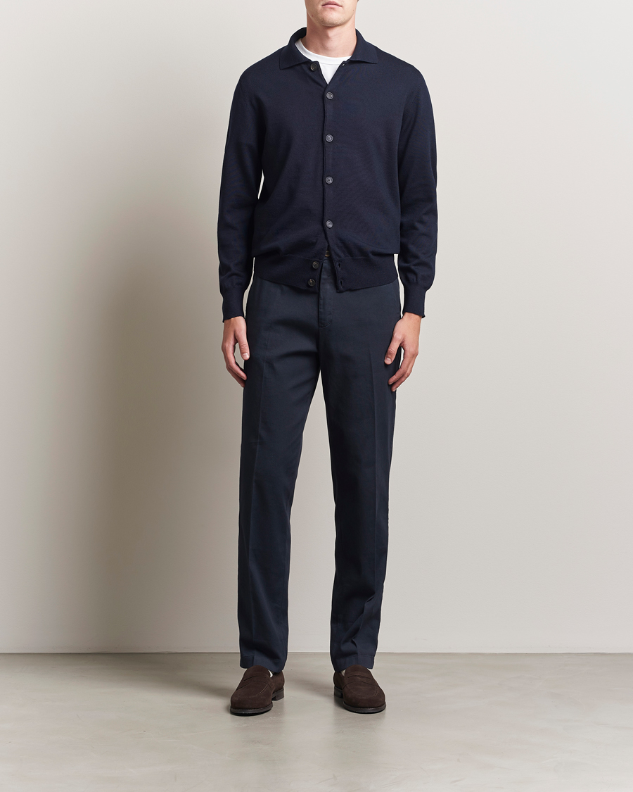 Herre | Gensere | Altea | Merino Wool Cardigan Navy