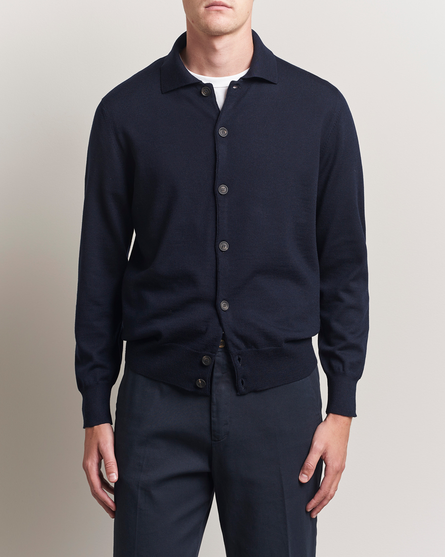 Herre | Gensere | Altea | Merino Wool Cardigan Navy