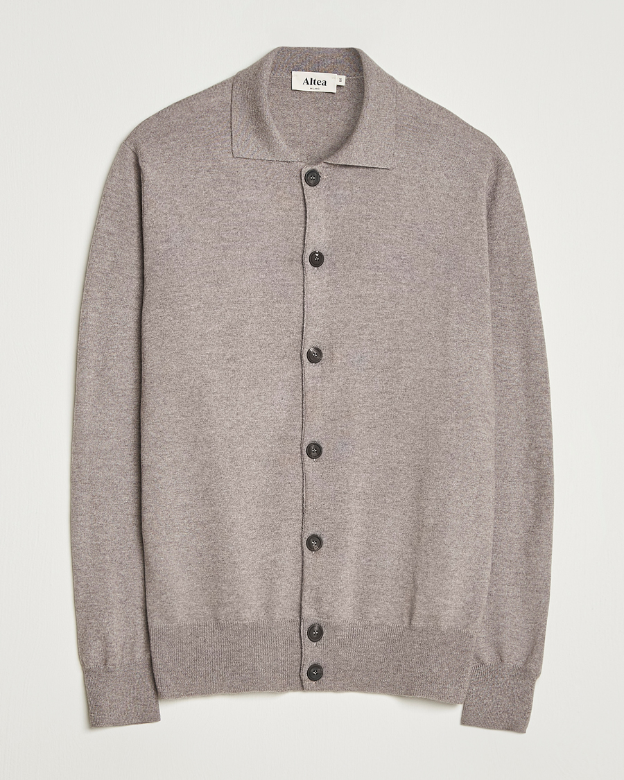 Herre | Gensere | Altea | Merino Wool Cardigan Taupe