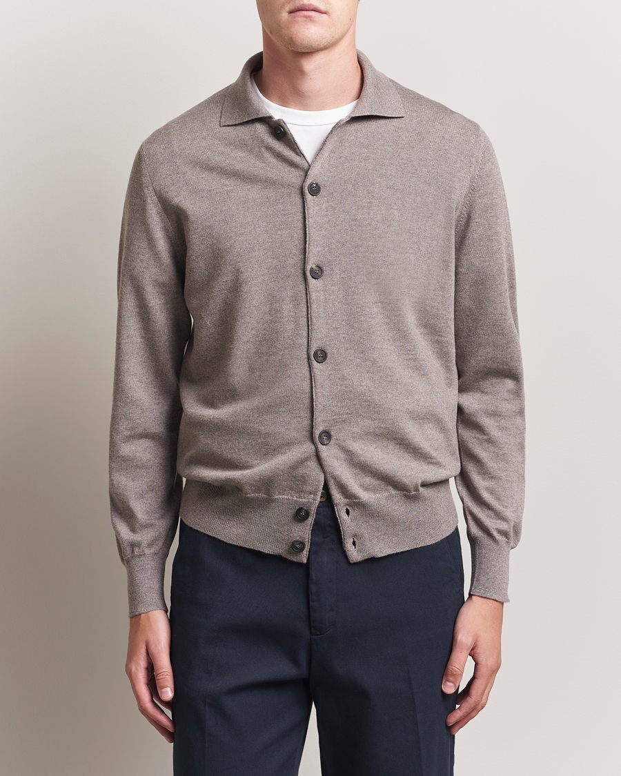 Herre | Gensere | Altea | Merino Wool Cardigan Taupe