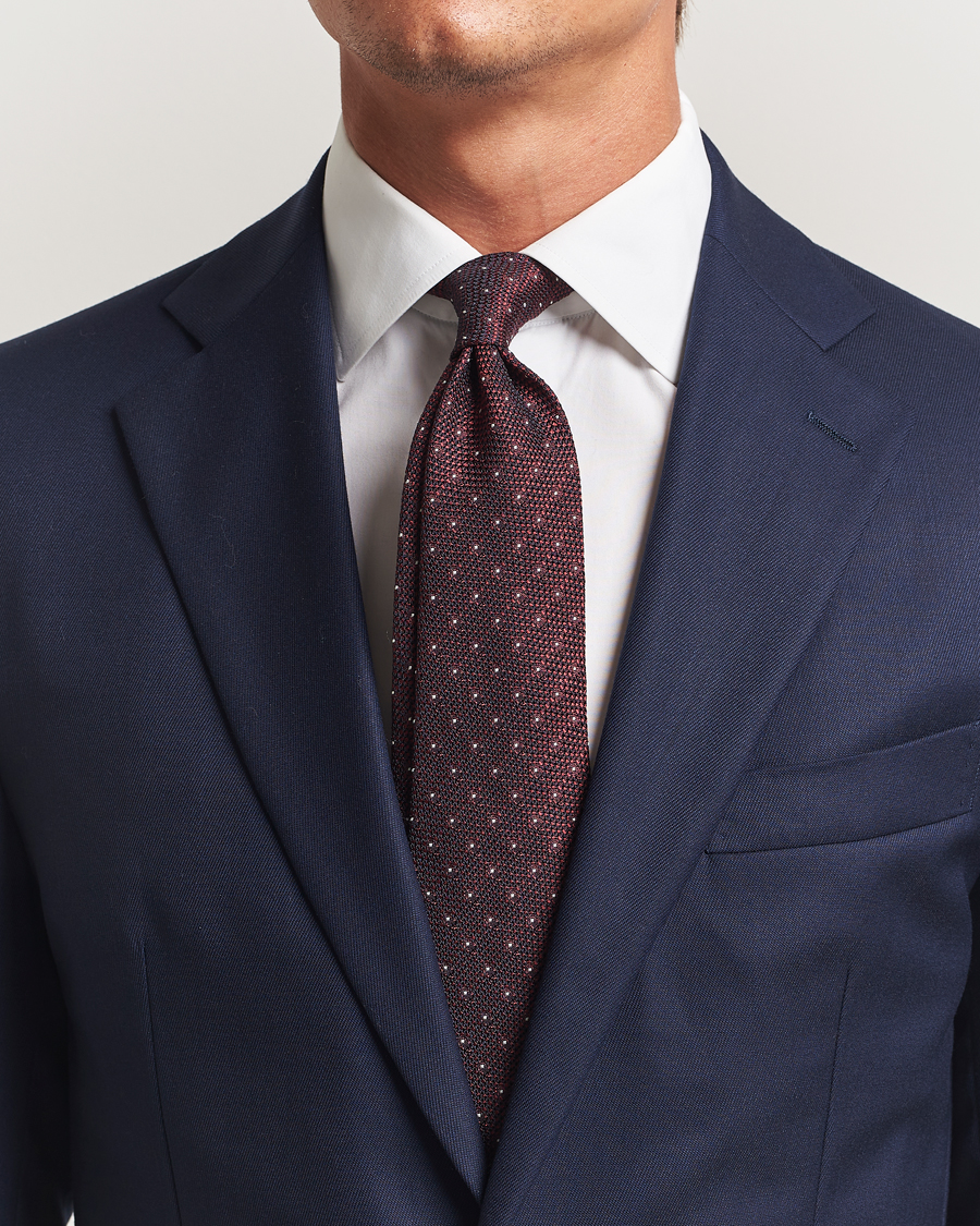 Herre | Slips | Amanda Christensen | Silk Grenadine Dot 8cm Tie Wine