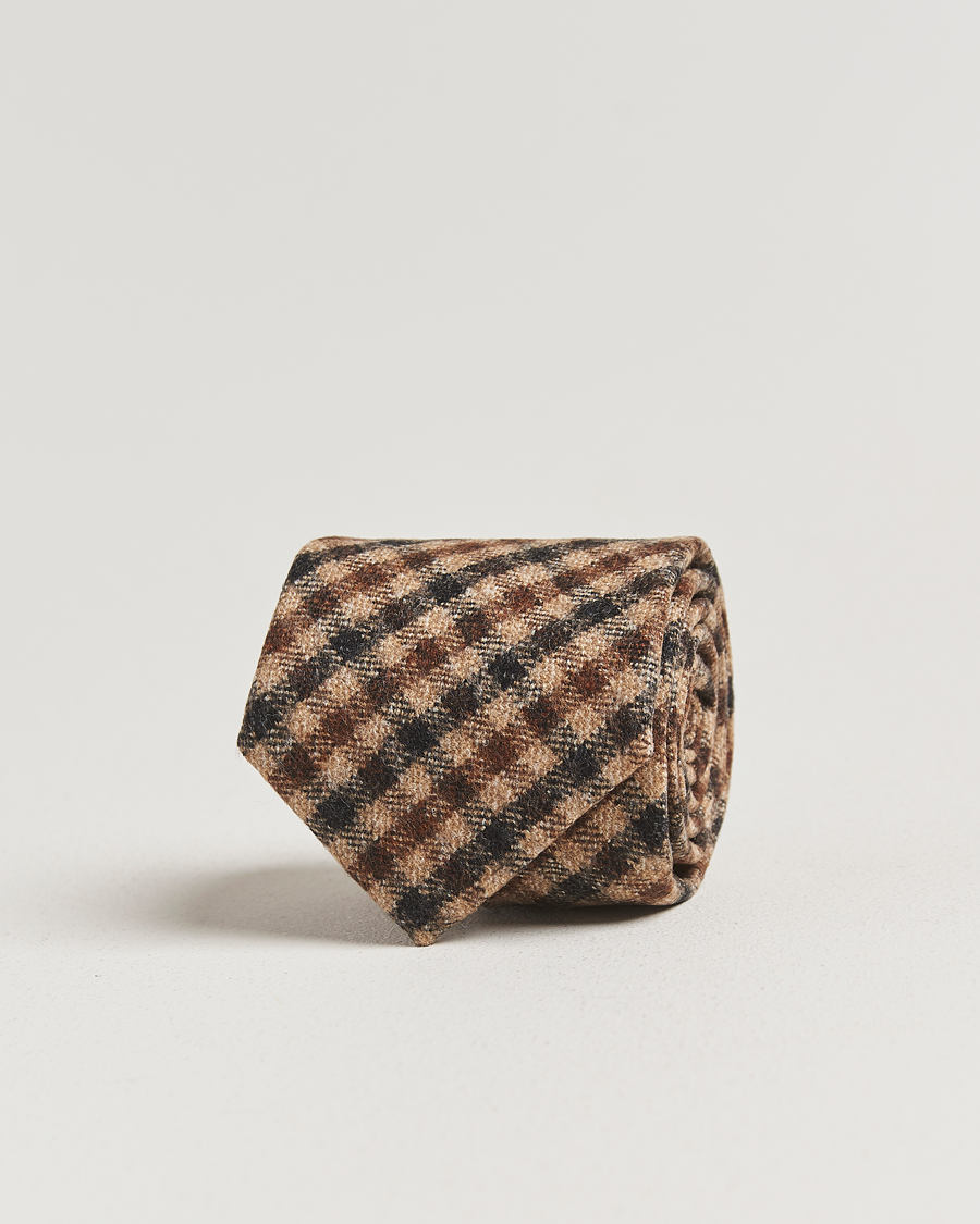 Herre | Slips | Amanda Christensen | Wool Checked 8cm Tie Beige Multi