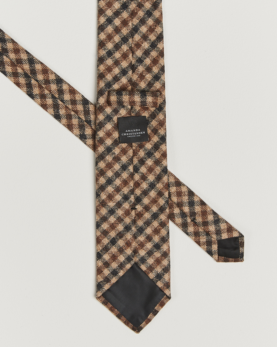 Herre | Slips | Amanda Christensen | Wool Checked 8cm Tie Beige Multi