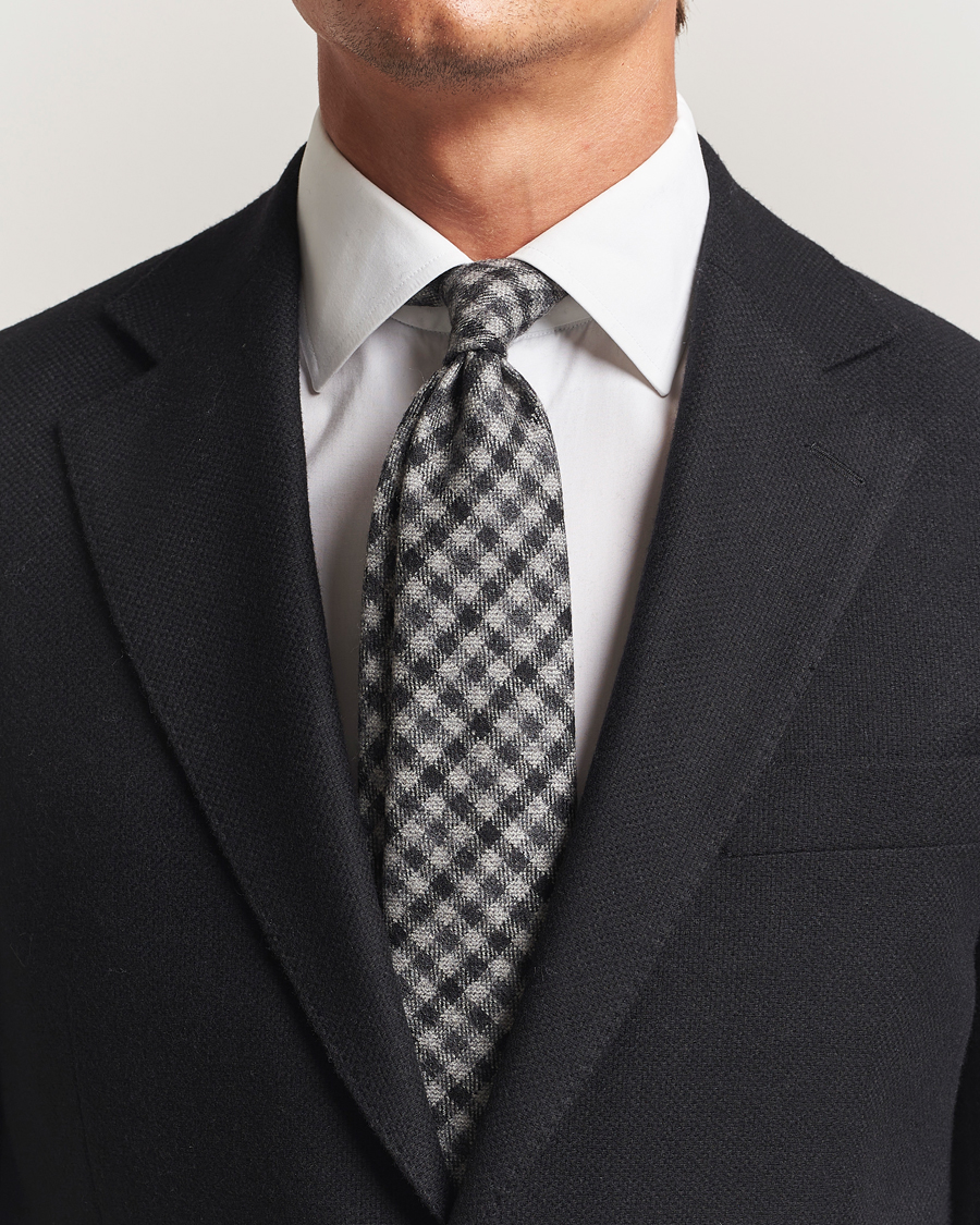 Herre | Slips | Amanda Christensen | Wool Checked 8cm Tie Grey Multi