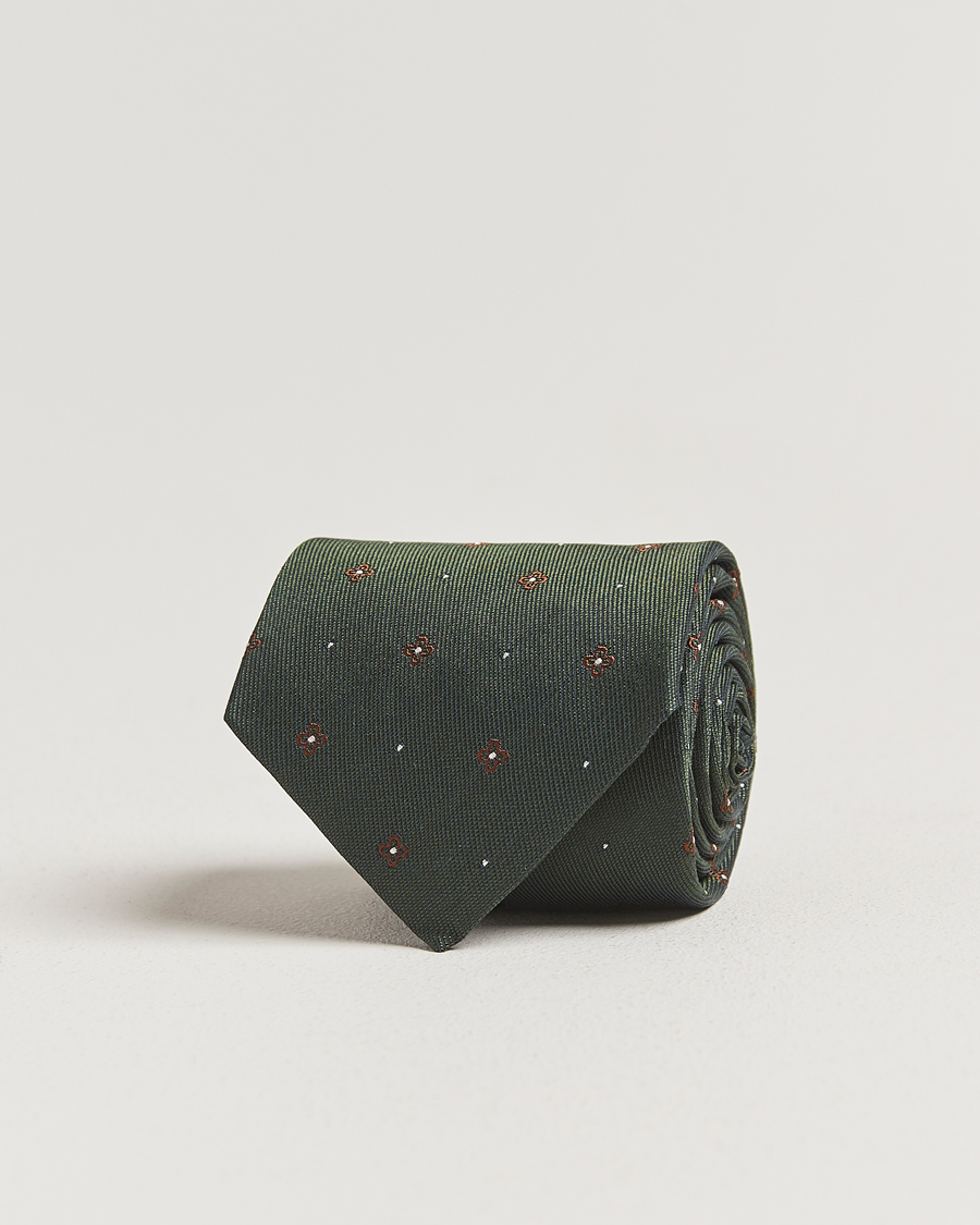 Herre | Slips | Amanda Christensen | Cotton/Silk Printed Flower 8cm Tie Green