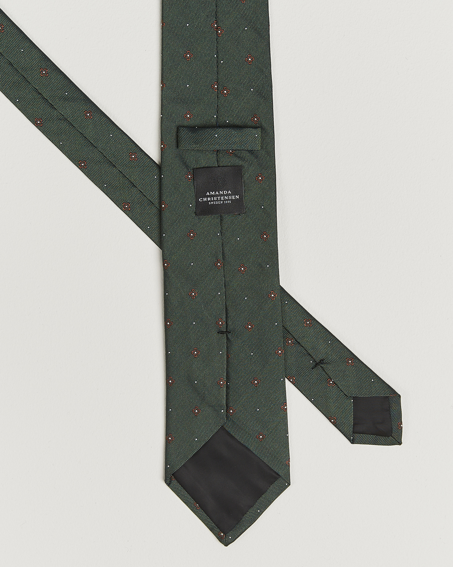 Herre | Slips | Amanda Christensen | Cotton/Silk Printed Flower 8cm Tie Green