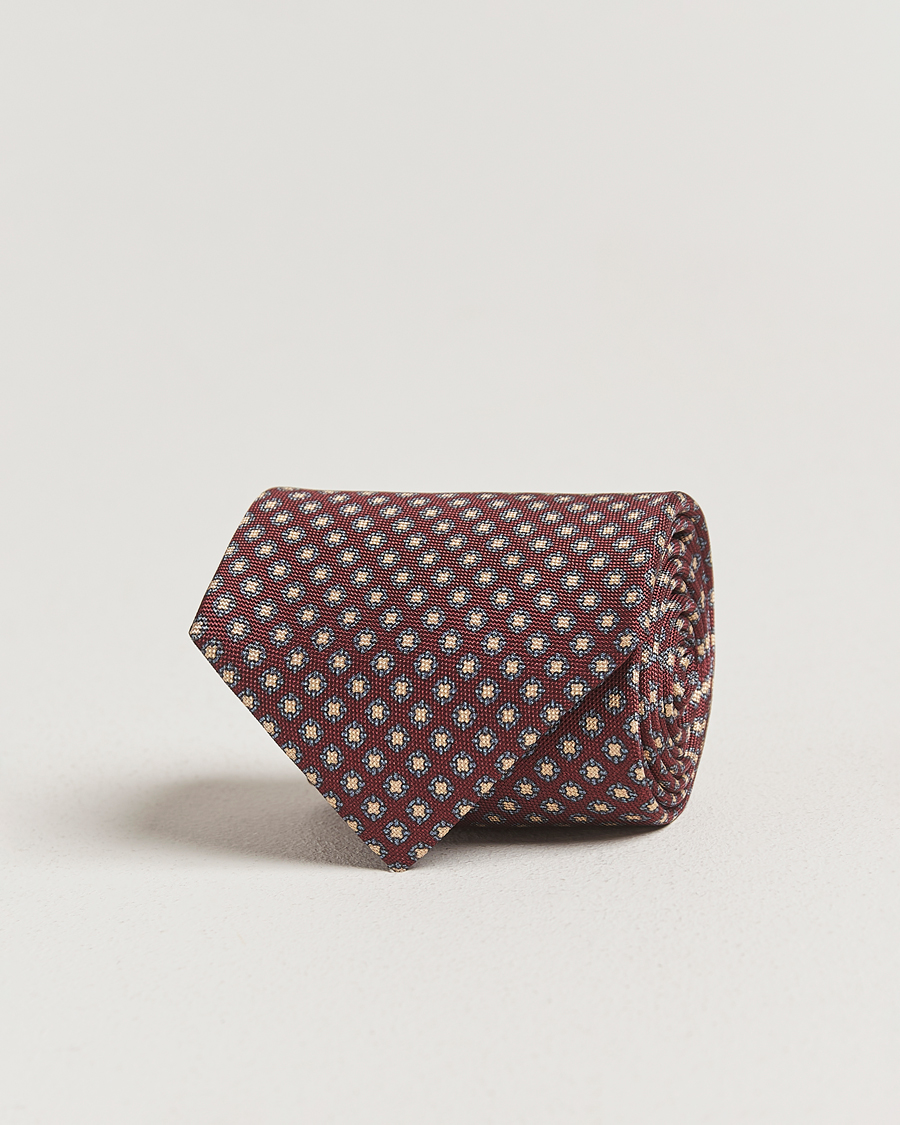 Herre | Slips | Amanda Christensen | Silk Oxford Printed Medallion 8cm Tie Wine