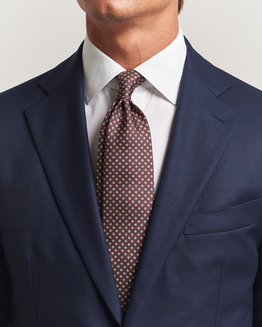 Herre | Slips | Amanda Christensen | Silk Oxford Printed Medallion 8cm Tie Wine