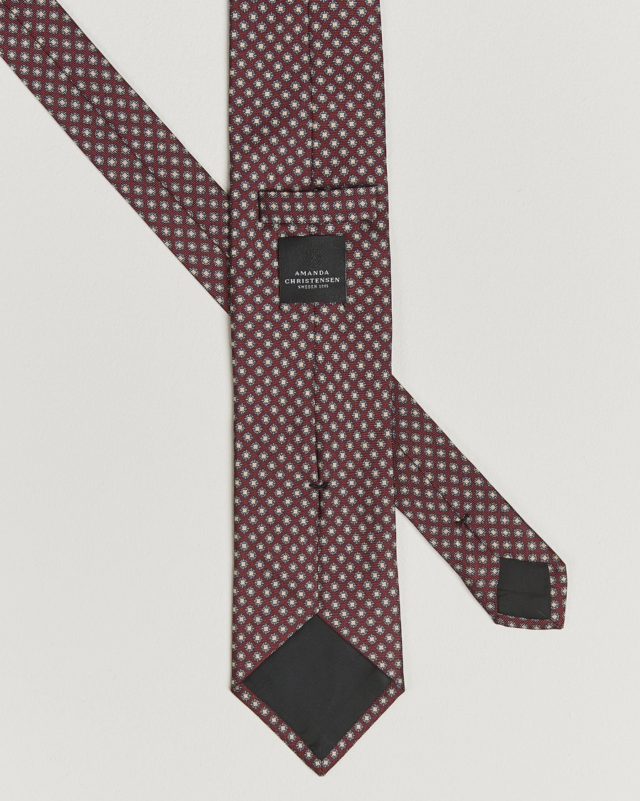 Herre | Slips | Amanda Christensen | Silk Oxford Printed Medallion 8cm Tie Wine