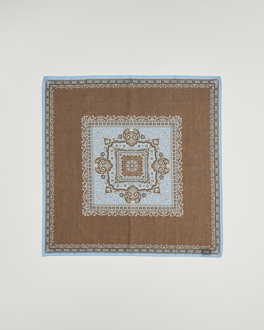Herre | Scarves | Amanda Christensen | Cotton Voilé Printed Paisley Bandana Brown