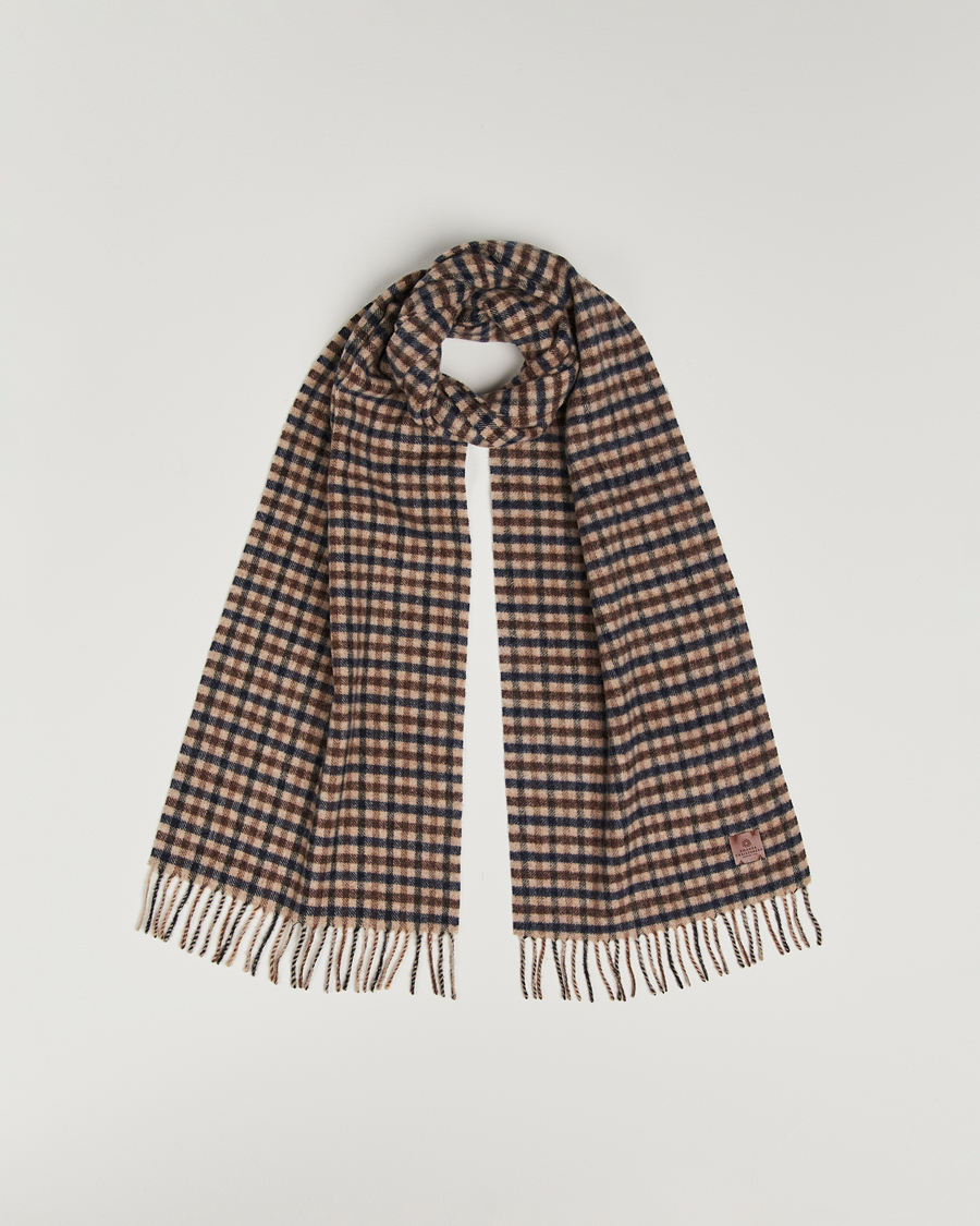 Herre | Skjerf | Amanda Christensen | Merino Wool Check Scarf Navy/Beige