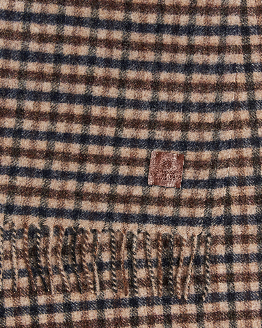 Herre | Skjerf | Amanda Christensen | Merino Wool Check Scarf Navy/Beige