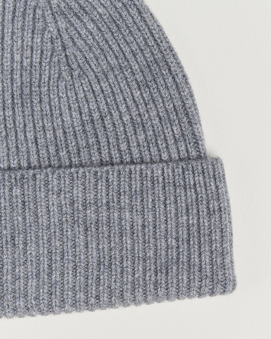 Herre | Luer | Amanda Christensen | Rib Knitted Merino Wool Cap Light Grey Melange