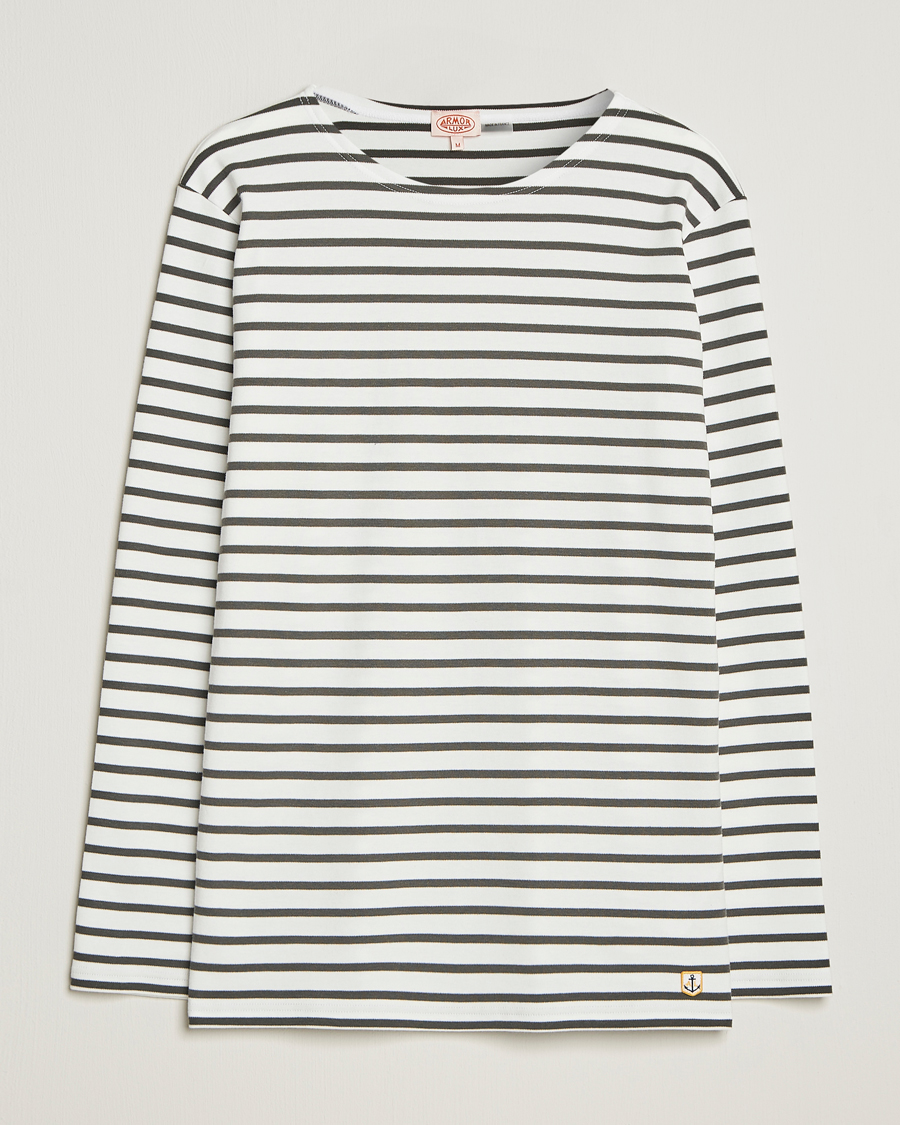 Herre | T-Shirts | Armor-lux | Houat Héritage Stripe Long Sleeve T-Shirt Milk/Chiméra