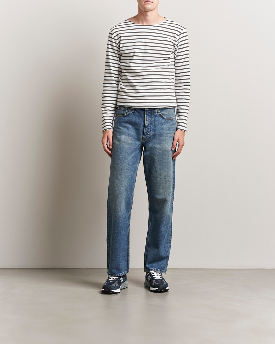 Herre | T-Shirts | Armor-lux | Houat Héritage Stripe Long Sleeve T-Shirt Milk/Chiméra