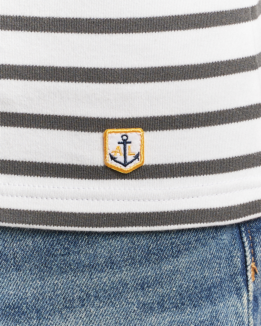 Herre | T-Shirts | Armor-lux | Houat Héritage Stripe Long Sleeve T-Shirt Milk/Chiméra