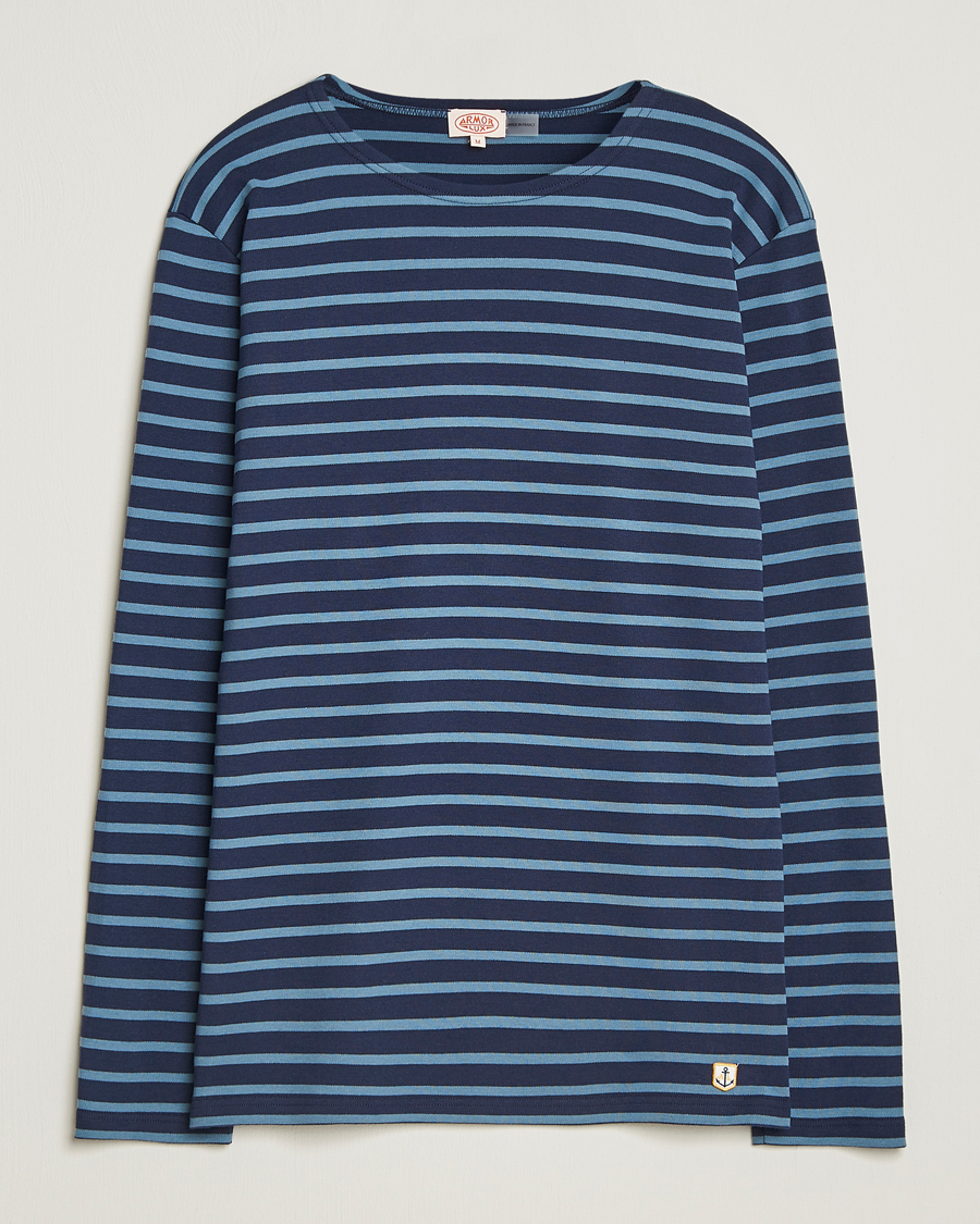 Herre | T-Shirts | Armor-lux | Houat Héritage Stripe Long Sleeve T-Shirt Deep Marine/Bluefin