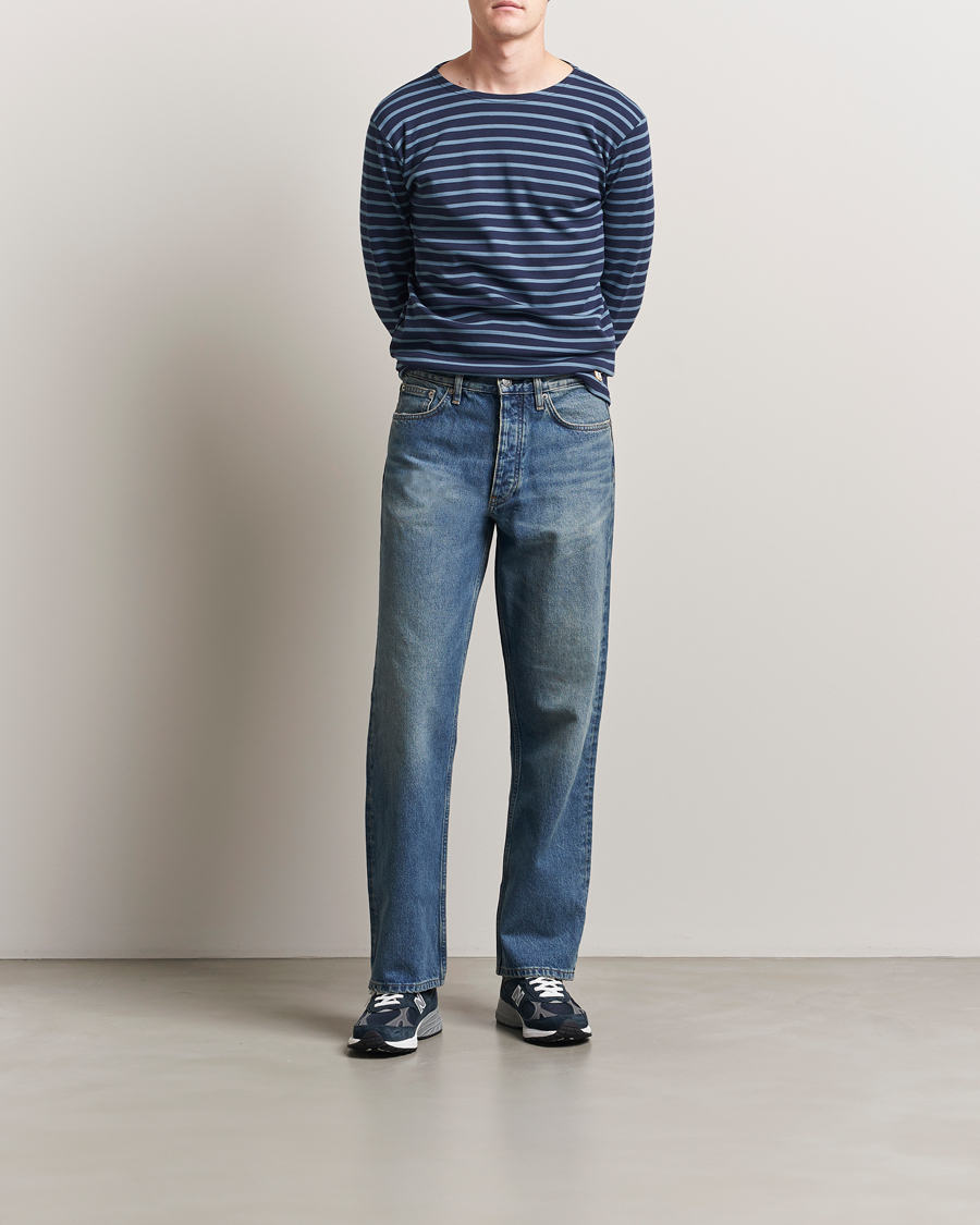 Herre | T-Shirts | Armor-lux | Houat Héritage Stripe Long Sleeve T-Shirt Deep Marine/Bluefin