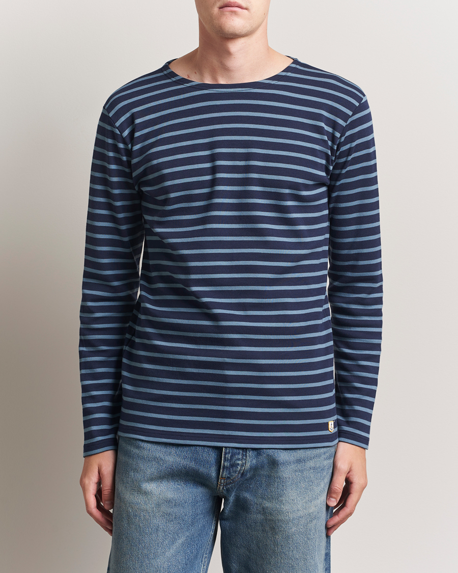 Herre | T-Shirts | Armor-lux | Houat Héritage Stripe Long Sleeve T-Shirt Deep Marine/Bluefin