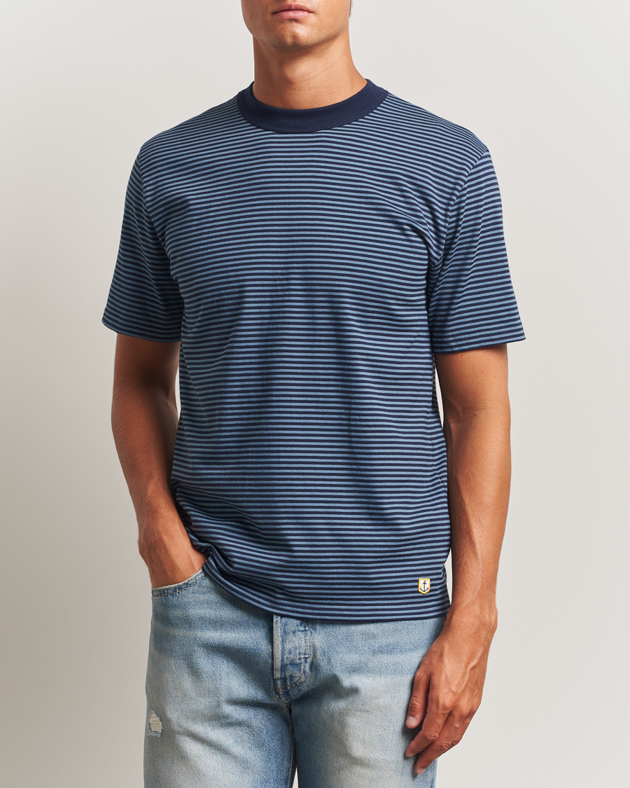 Herre | T-Shirts | Armor-lux | Héritage Callac Striped T-Shirt Deep Marine/Bluefin