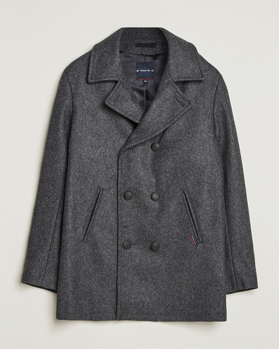 Herre | Jakker | Armor-lux | Kermor Wool Peacoat Grey Melange