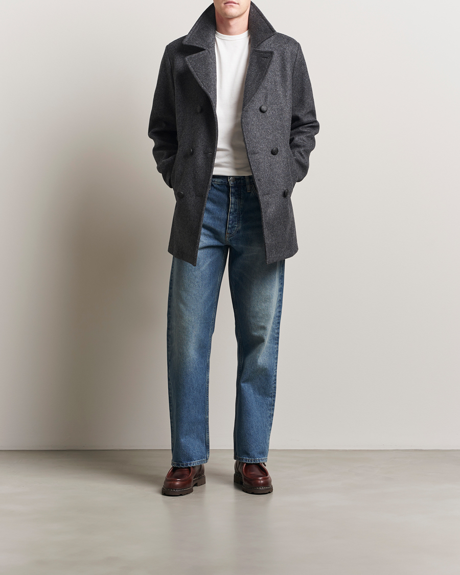 Herre | Jakker | Armor-lux | Kermor Wool Peacoat Grey Melange